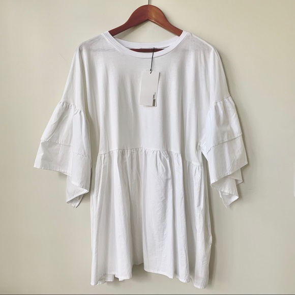 Zara Tops - ZARA | *NWT* RUFFLED SLEEVE T-SHIRT/DRESS
